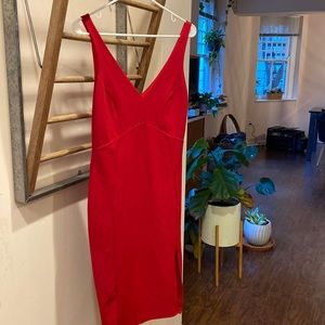 Lulu red slim fitting body dress